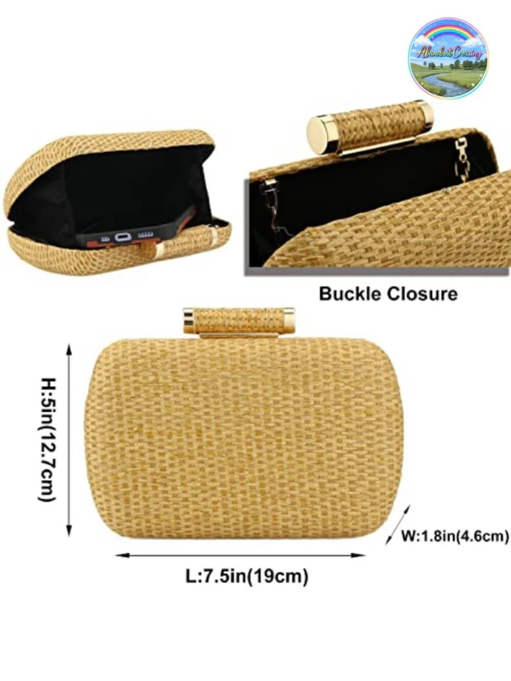 Natural Straw Clutch Purse Women Woven Evening Handbag Wedding Party Beach